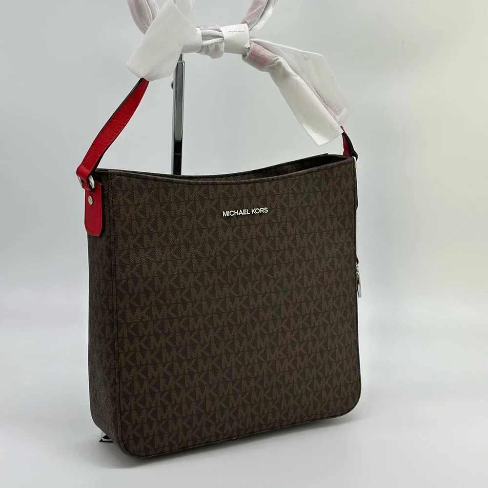 Michael Kors Brown Crossbody Bag with Red Strap
